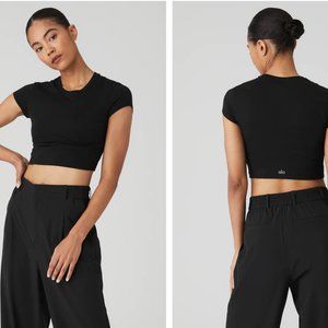Alo Soft Cropped T-shirt Black Size Small